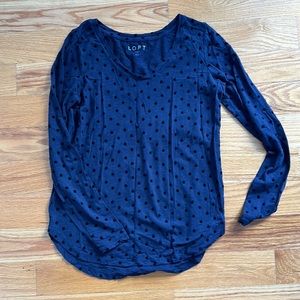LOFT BLUE & BLACK POLKA DOT LONG SLEEVE